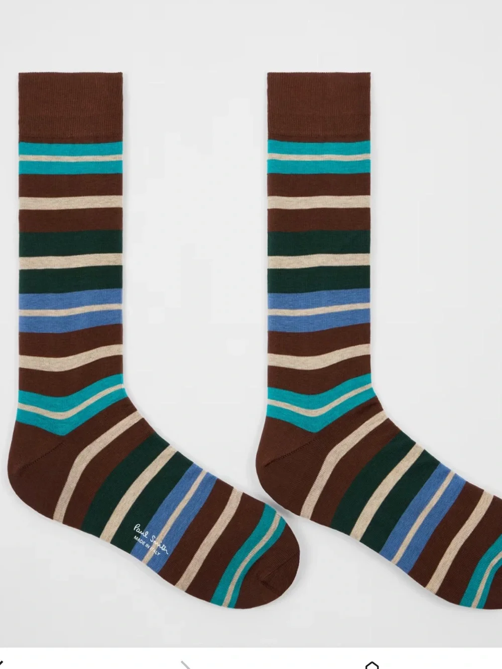 PAUL SMITH BUNDLE TWO PAIRS OF Brown Multistripe Socks, one size, NEW with tags